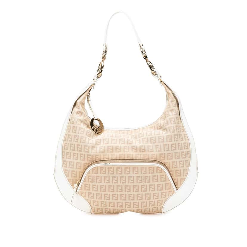 Fendi Zucchino Canvas Chef Pocket Hobo Brown Canvas Very good condition - Front View