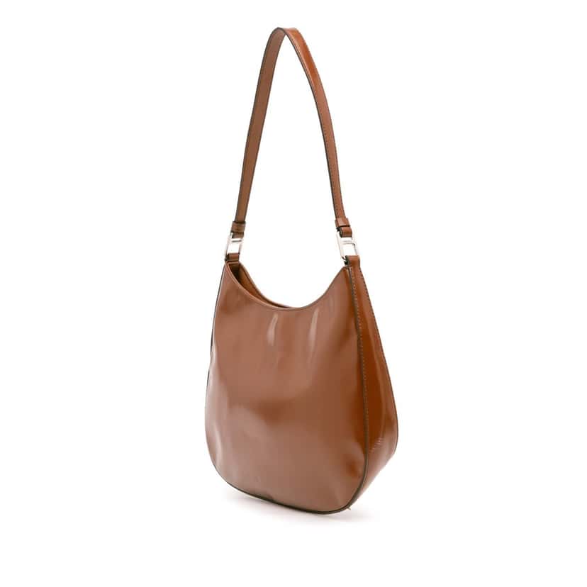 Prada Brushed Leather Cleo Shoulder Bag Brown Leather Good condition - Back View