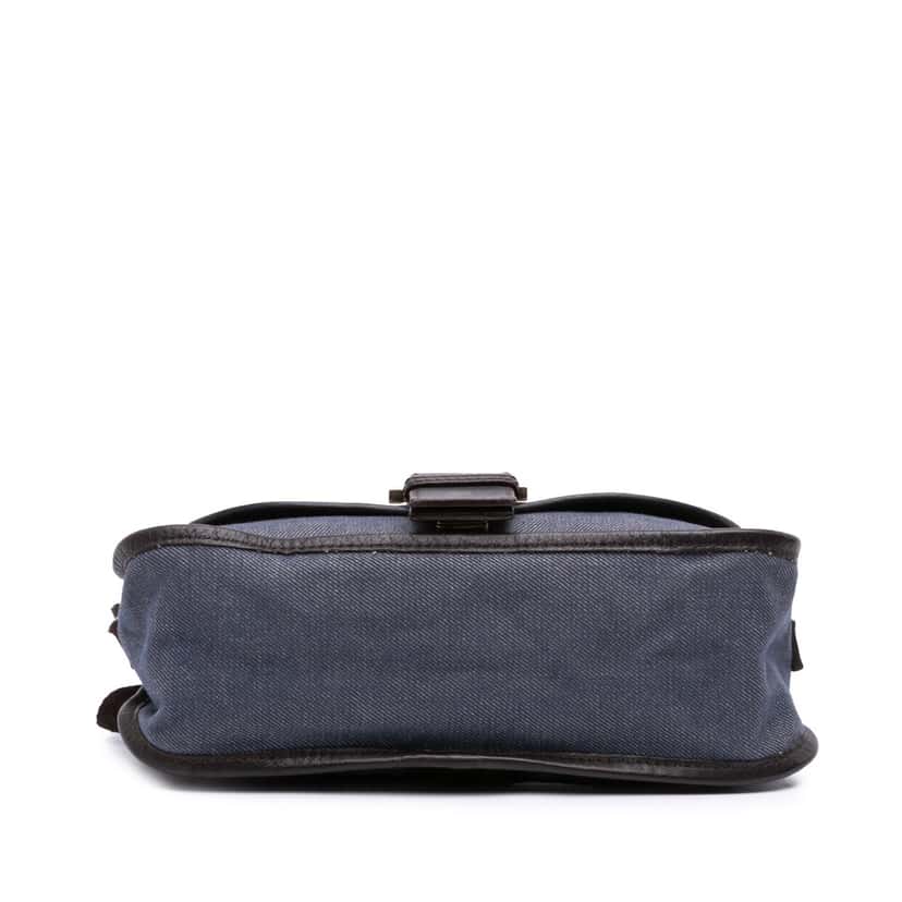 Fendi Zucca Trimmed Denim Buckle Flap Bag Blue Denim Good condition - Inside View
