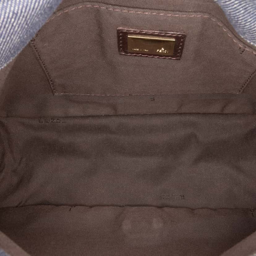 Fendi Zucca Trimmed Denim Buckle Flap Bag Blue Denim Good condition - Model View