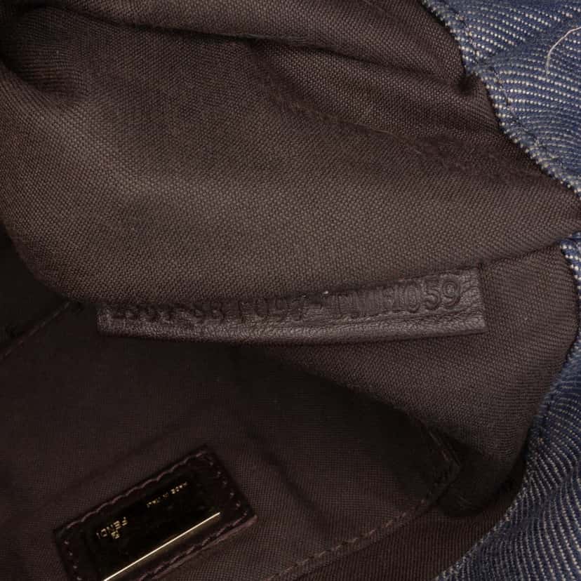 Fendi Zucca Trimmed Denim Buckle Flap Bag Blue Denim Good condition - Box View