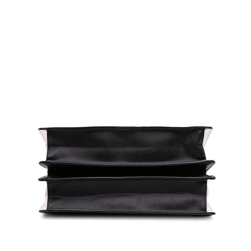Prada Saffiano Turnlock Handbag Black Leather Good condition - Inside View