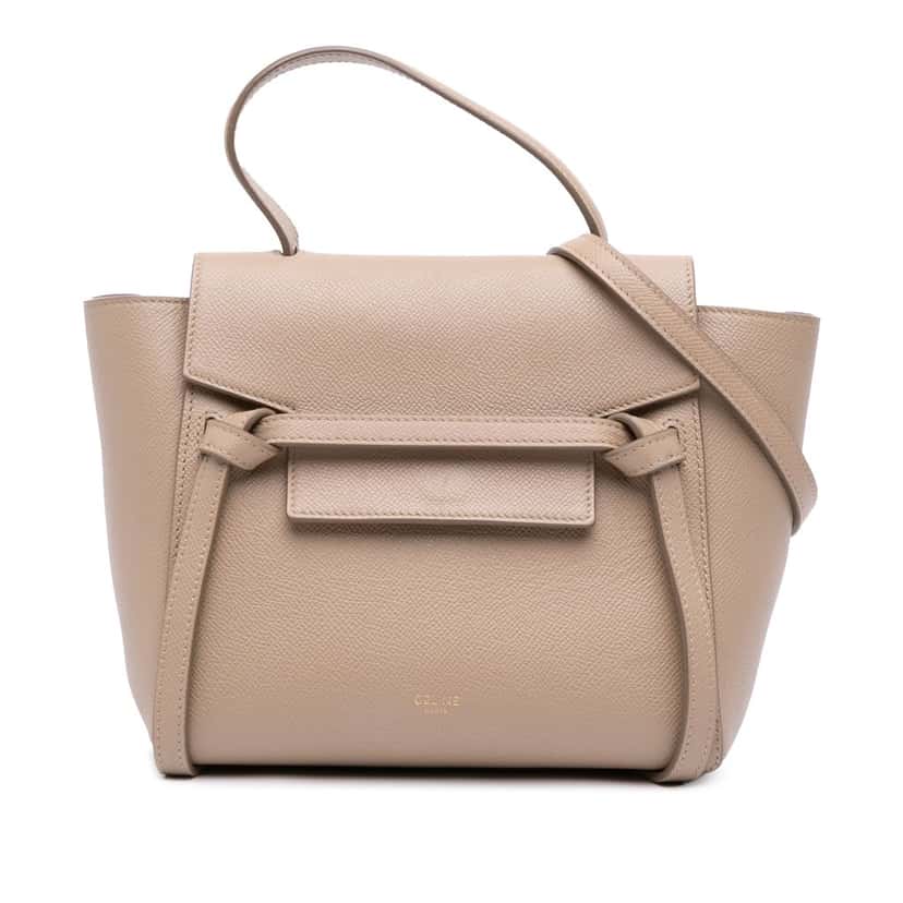Celine Nano Grained Calfskin Belt Bag Brown Leather Good condition - Front View