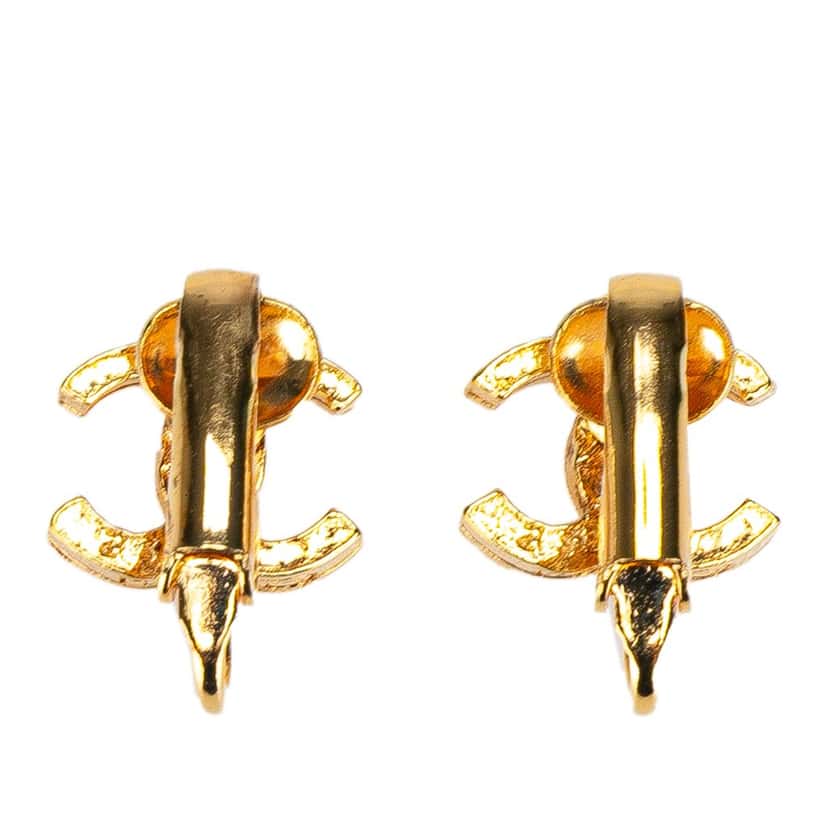 Chanel Gold Plated CC Clip On Earrings Gold Metal Good condition - Back View