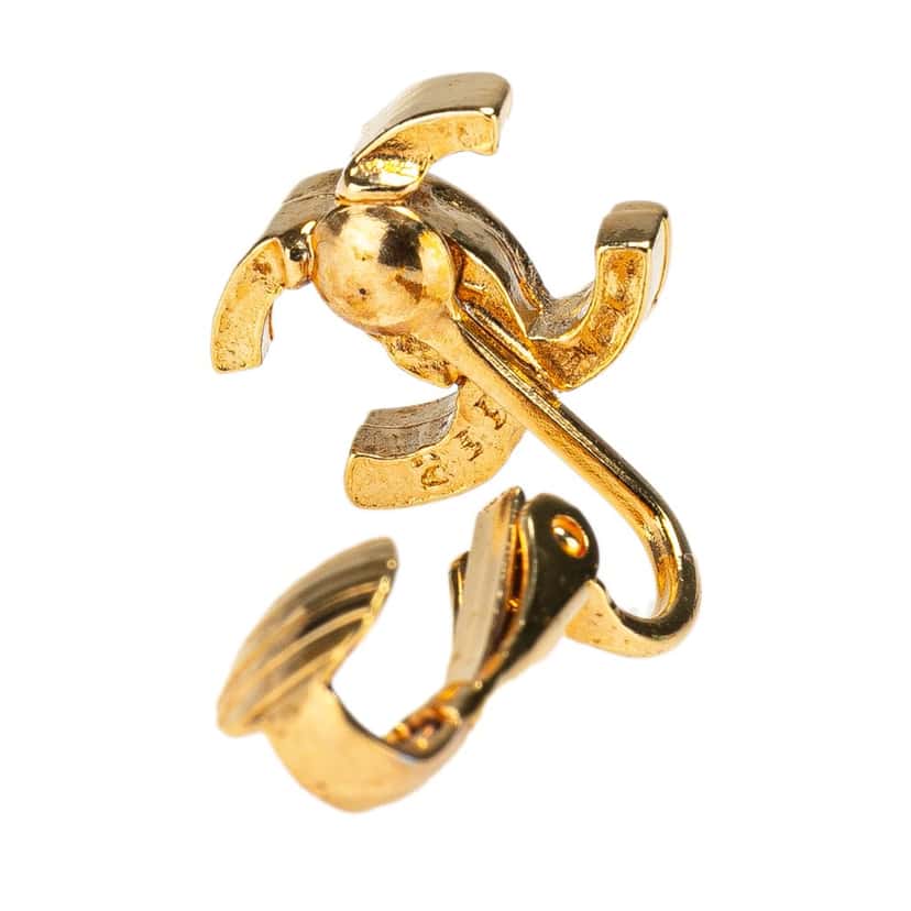 Chanel Gold Plated CC Clip On Earrings Gold Metal Good condition - Inside View