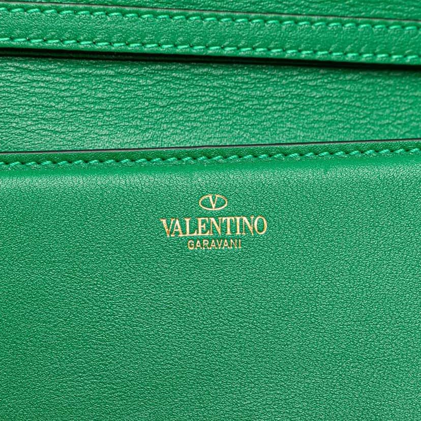 Valentino Calfskin VLogo Loco Satchel Green Leather Good condition - Box View
