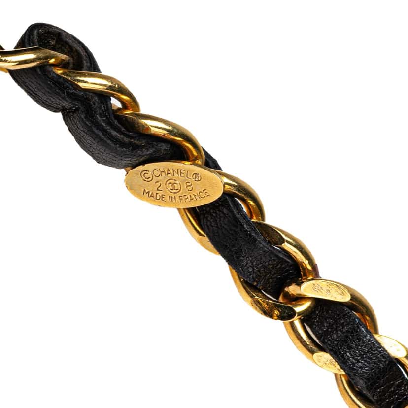 Chanel Gold Plated CC Leather Woven Chain Belt Gold Metal Good condition - Inside View