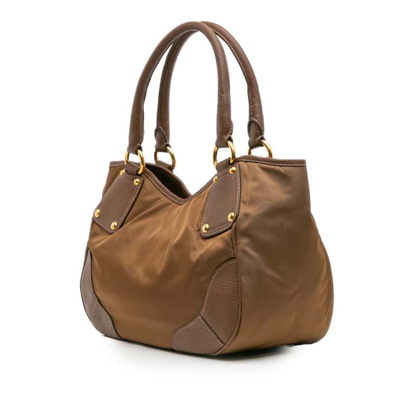 Prada Tessuto and Leather Tote Brown Good condition - Back View