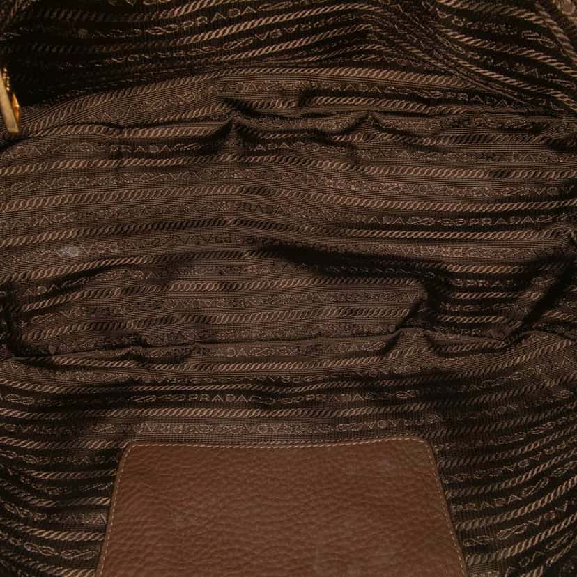 Prada Tessuto and Leather Tote Brown Good condition - Model View