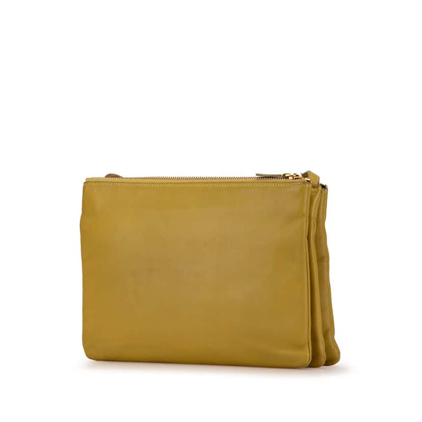 Celine Large Lambskin Trio Crossbody Yellow Leather Fair condition - Back View