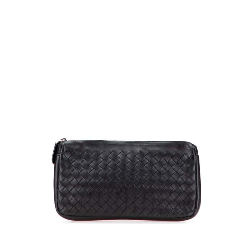 Bottega Veneta Nappa Intrecciato Coin Pouch Black Leather Good condition - Front View