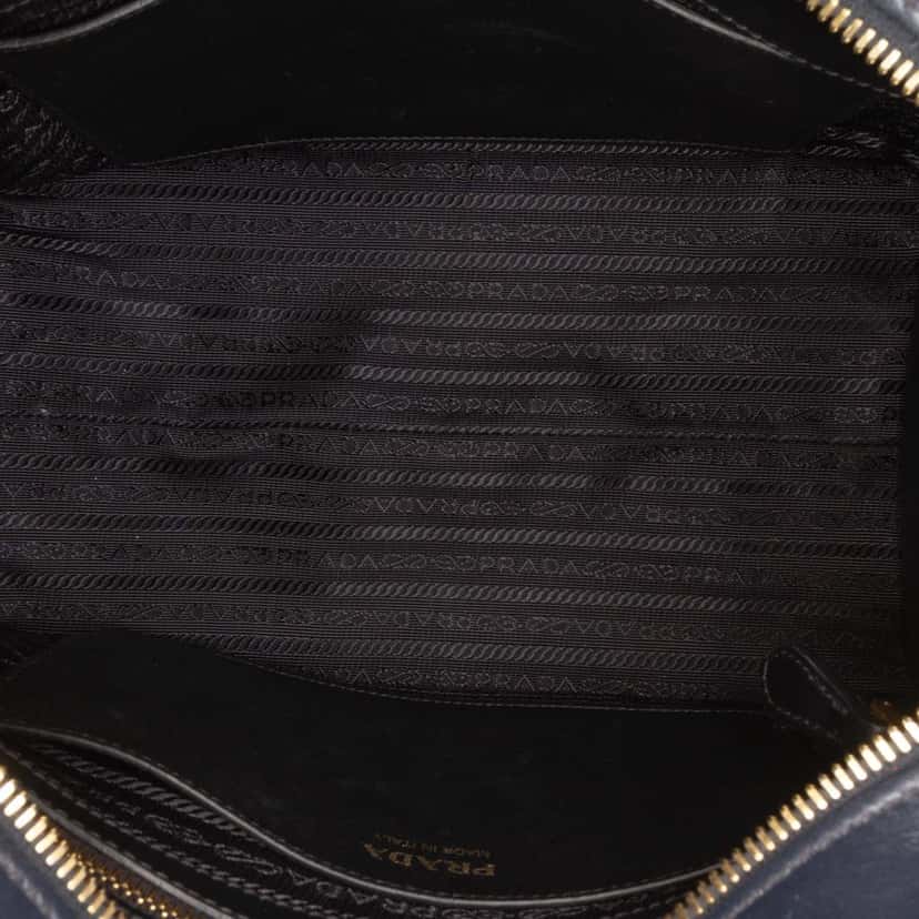 Prada Medium Saffiano Trimmed City Calf Greca Esplanade Satchel Blue Leather Good condition - Model View