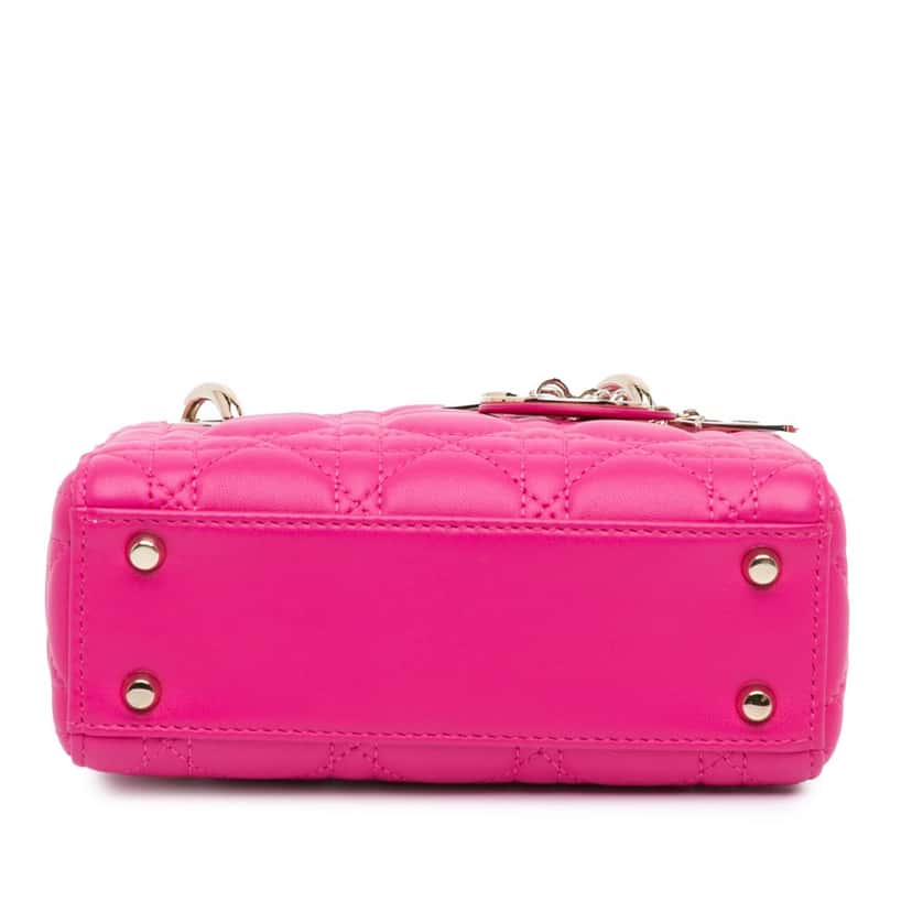 Dior Mini Lambskin Cannage Lady Dior Pink Leather Good condition - Inside View