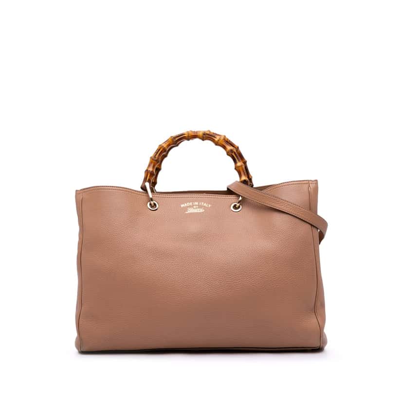 Gucci Large Calfskin Bamboo Shopper Satchel Brown Leather Good condition - Front View