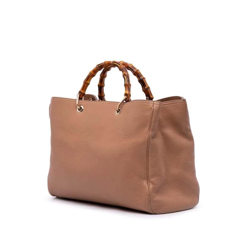 Gucci Large Calfskin Bamboo Shopper Satchel Brown Leather Good condition - Back View