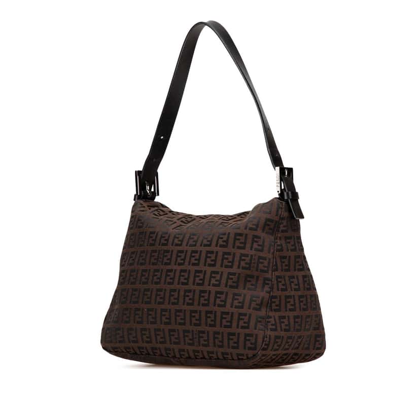 Fendi Zucchino Canvas Double Flap Mamma Brown Canvas Good condition - Back View