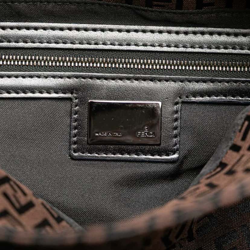 Fendi Zucchino Canvas Double Flap Mamma Brown Canvas Good condition - Box View