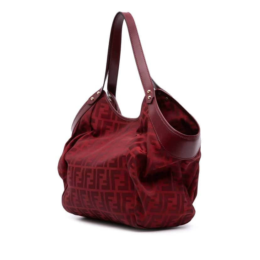 Fendi Large Zucca Canvas Chef Tote Red Canvas Good condition - Back View