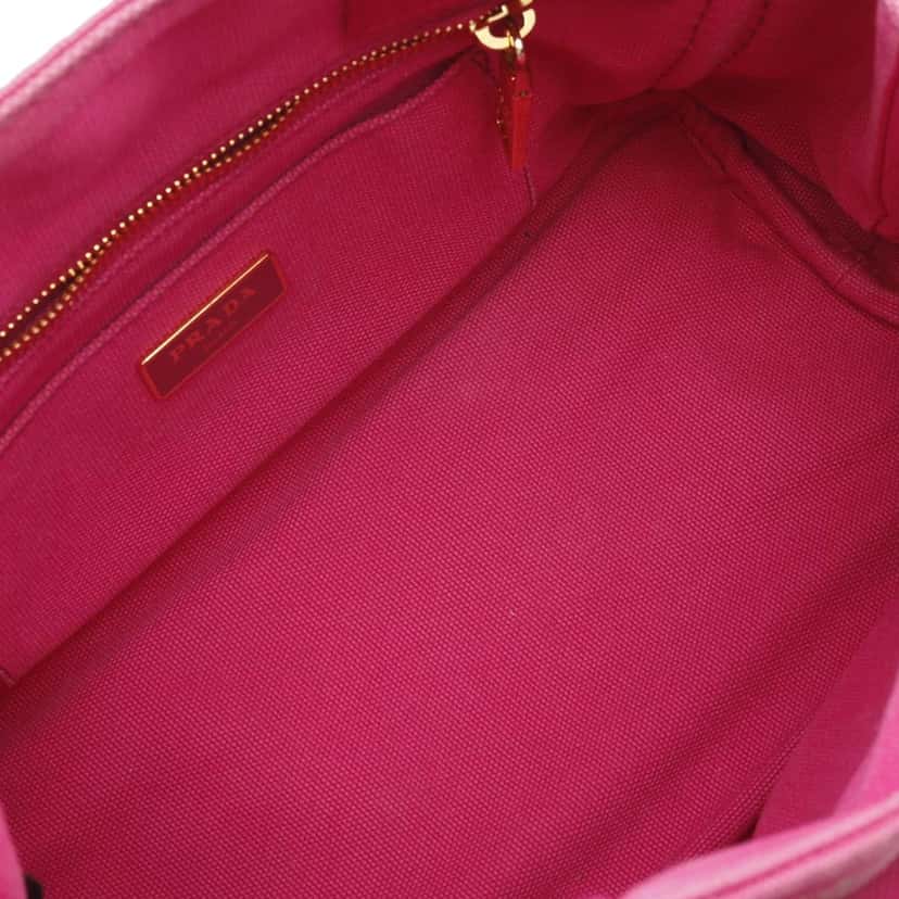 Prada Small Canvas Canapa Logo Satchel Pink Canvas Good condition - Inside View