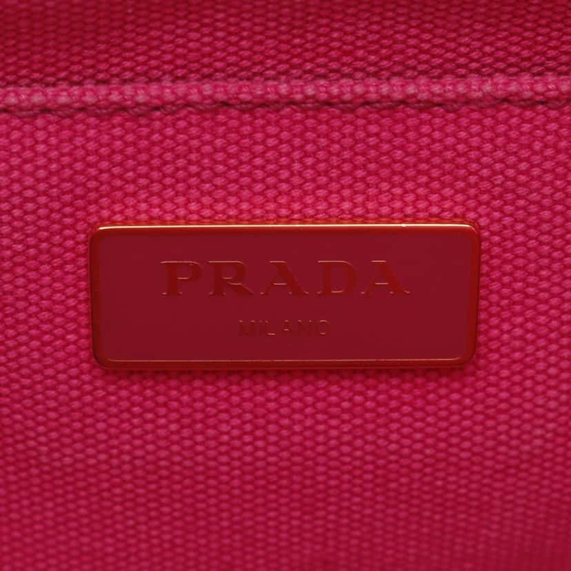 Prada Small Canvas Canapa Logo Satchel Pink Canvas Good condition - Model View