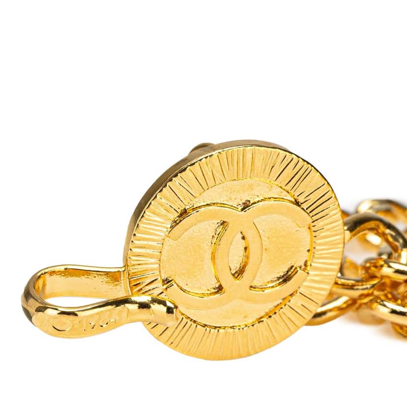 Chanel Gold Plated Round CC Triple Chain Belt Gold Metal Good condition - Inside View