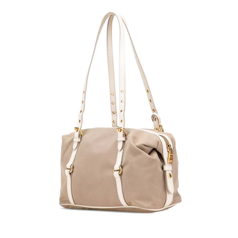 Prada Canvas Canapa Logo Shoulder Bag Brown Canvas Good condition - Back View