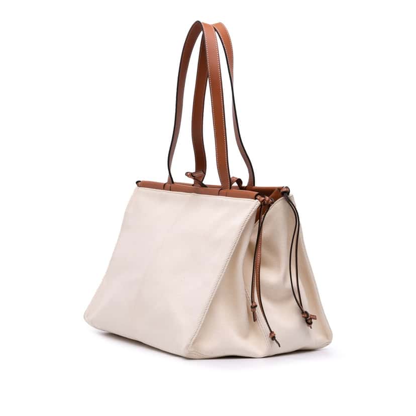 Loewe Large Canvas Cushion Tote Brown Canvas Good condition - Back View