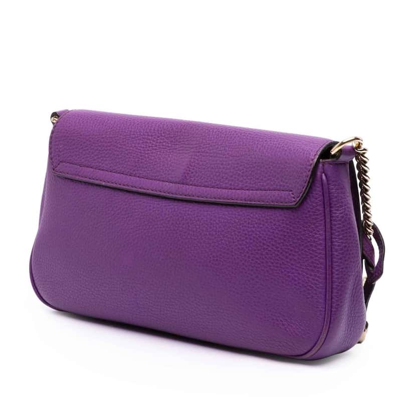 Gucci Medium Leather Soho Chain Flap Crossbody Purple Leather Good condition - Back View