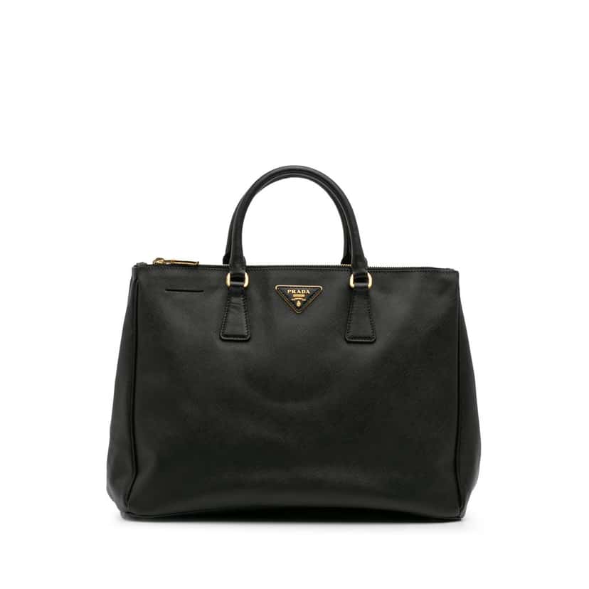 Prada Large Saffiano Lux Galleria Double Zip Satchel Black Leather Good condition - Front View