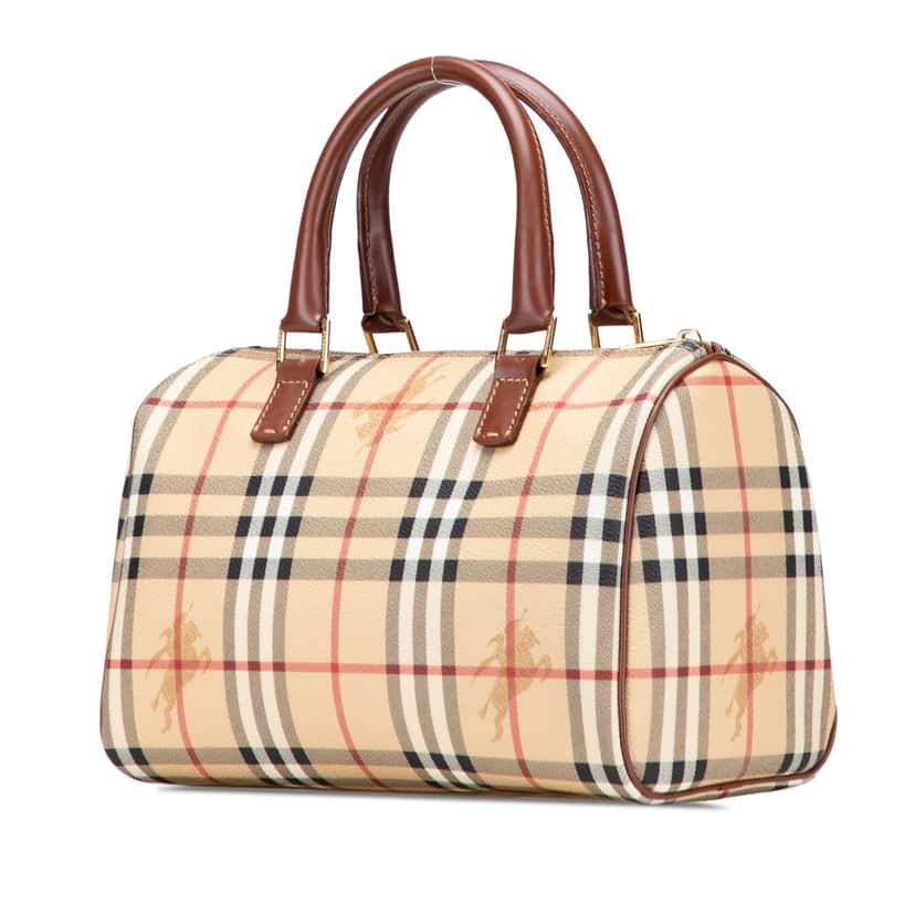 Burberry Haymarket Check Coated Canvas Boston Bag Brown Canvas Good condition - Back View