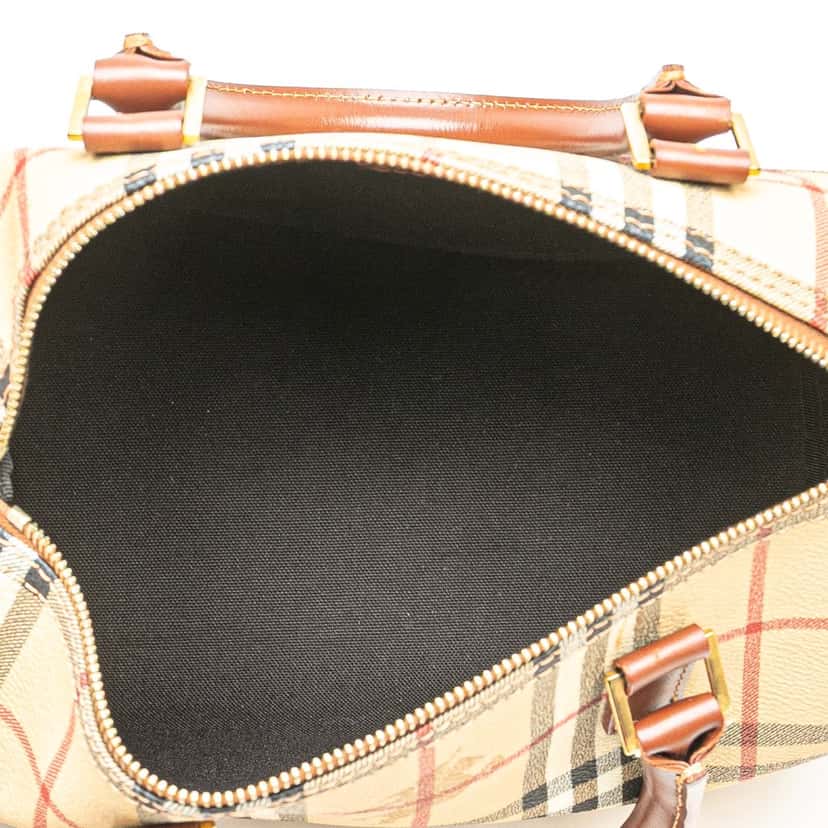 Burberry Haymarket Check Coated Canvas Boston Bag Brown Canvas Good condition - Model View