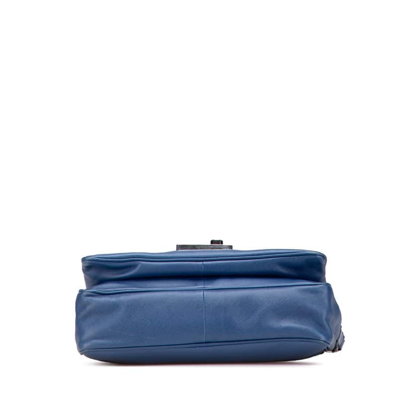 Prada Saffiano Righe Sound Lock Satchel Blue Leather Good condition - Inside View