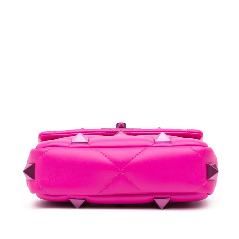 Valentino Small Nappa Lacquer Monochrome Roman Stud Satchel Pink Leather Good condition - Inside View