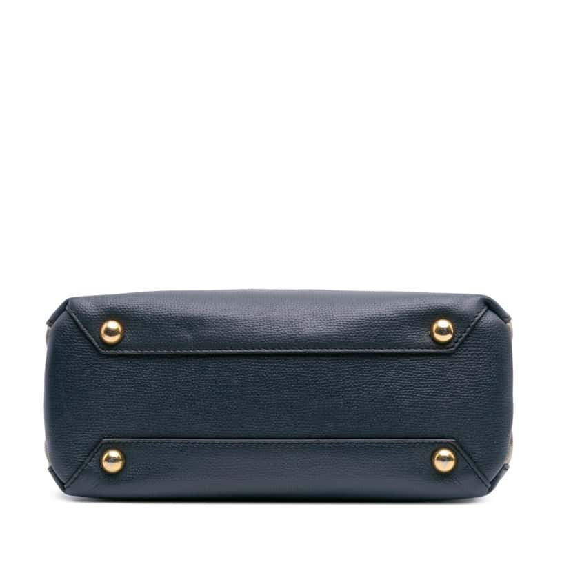 Burberry Small House Check and Leather Banner Satchel Blue Leather Good condition - Inside View