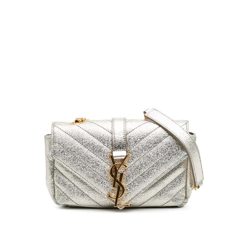 Saint Laurent Baby Chevron Metallic Nappa Monogram Classic Chain Bag Gold Leather Good condition - Front View