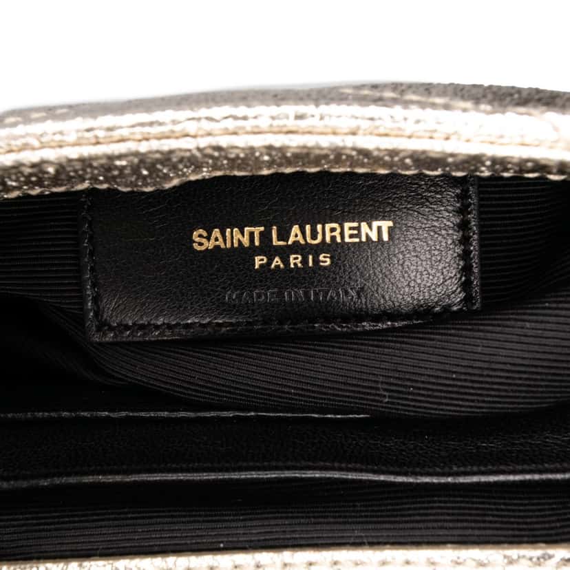 Saint Laurent Baby Chevron Metallic Nappa Monogram Classic Chain Bag Gold Leather Good condition - Box View