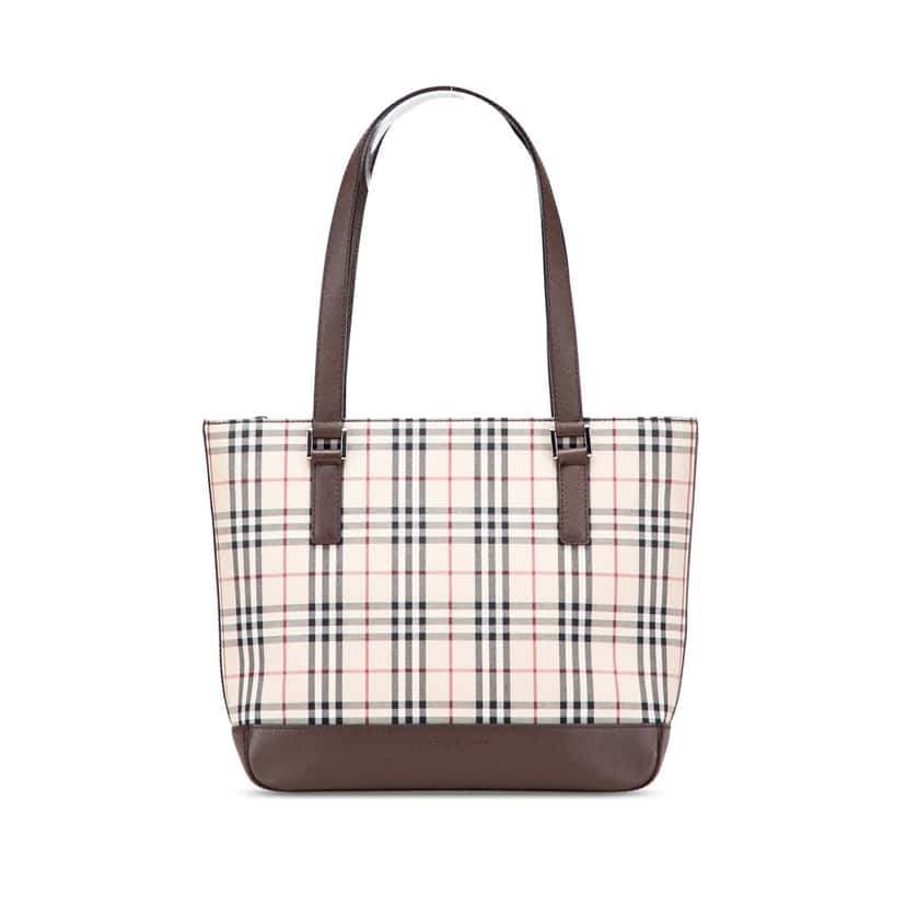 Burberry House Check Canvas Tote Brown Canvas Good condition - Front View