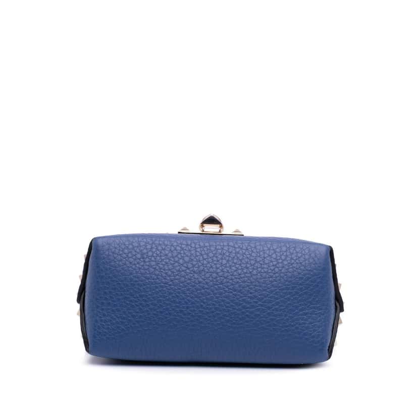 Valentino Mini Pebbled Calfskin Rockstud Flap Crossbody Blue Leather Good condition - Inside View