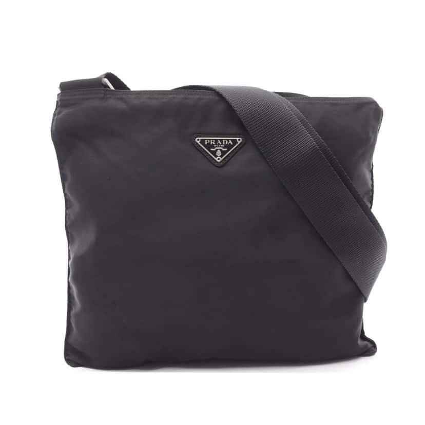 Prada Tessuto Zip Top Crossbody Black Good condition - Front View