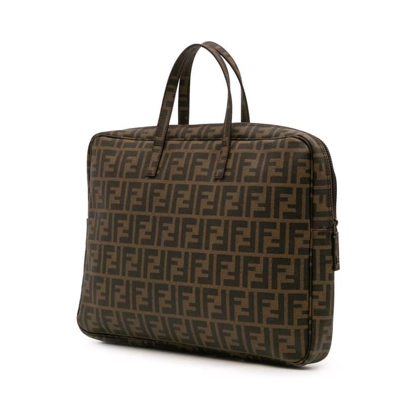 Fendi Zucca Coated Canvas Business Bag Brown Canvas Good condition - Back View
