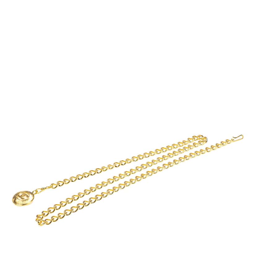 Chanel Gold Plated CC Round Chain Belt Gold Metal Good condition - Front View