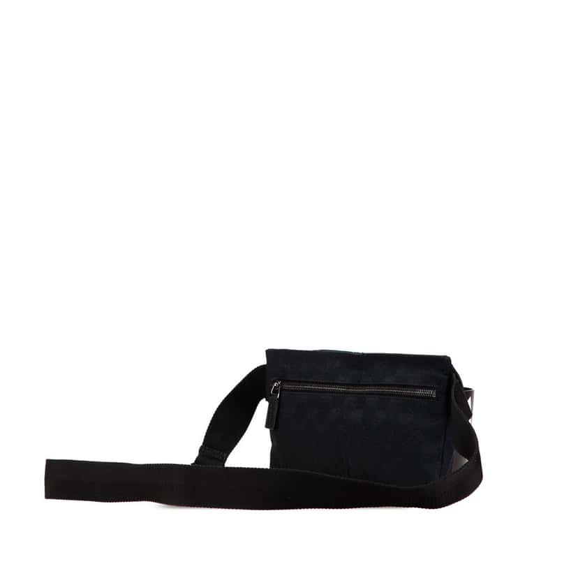 Gucci GG Canvas Double Pocket Belt Bag Black Canvas Good condition - Back View