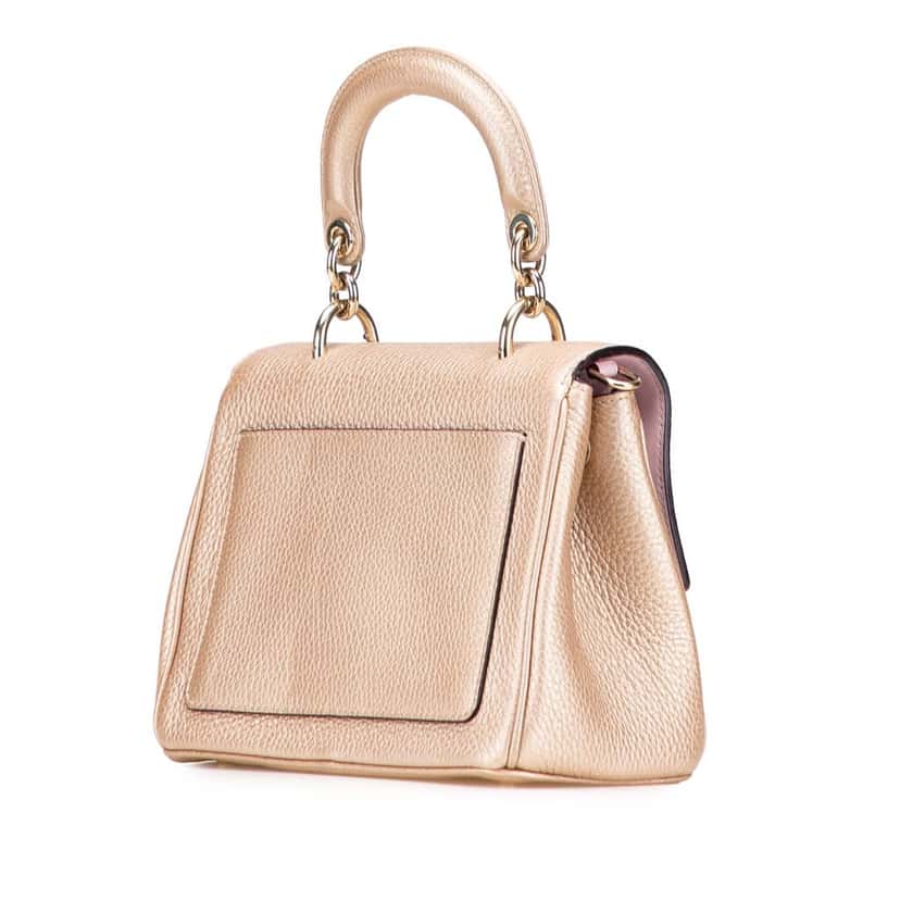 Dior Mini Metallic Grained Calfskin Be Dior Flap Gold Leather Good condition - Back View