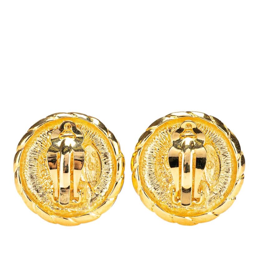 Chanel Gold Plated CC Button Clip on Earrings Gold Metal Good condition - Back View