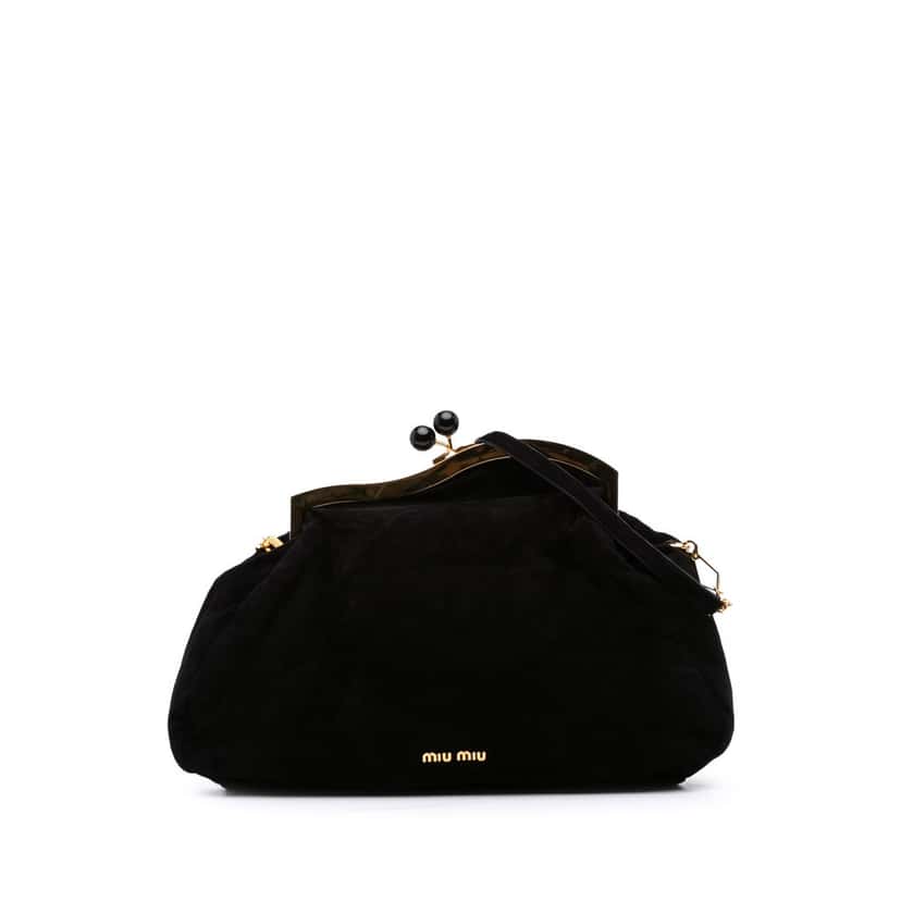 Miu Miu Suede Evening Bag Black Leather Good condition - Front View