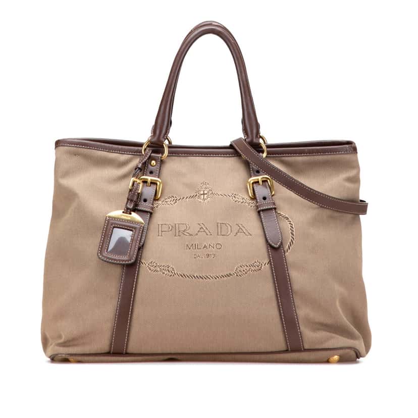 Prada Canvas Canapa Logo Satchel Brown Canvas Good condition - Front View