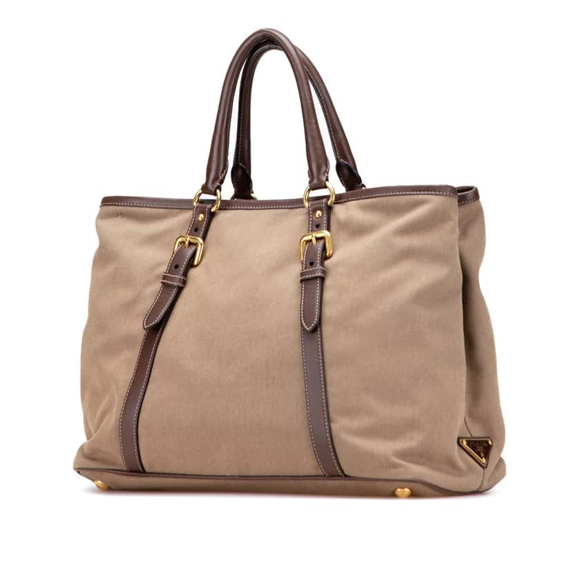 Prada Canvas Canapa Logo Satchel Brown Canvas Good condition - Back View