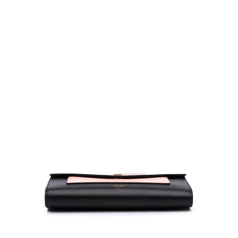 Celine Tricolor Leather Pocket Envelope Wallet On Chain Black Leather Good condition - Inside View