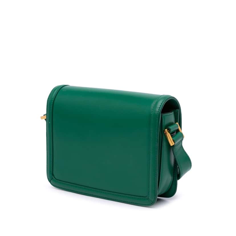 Saint Laurent Small Calfskin Solferino Satchel In Box Green Leather Good condition - Back View
