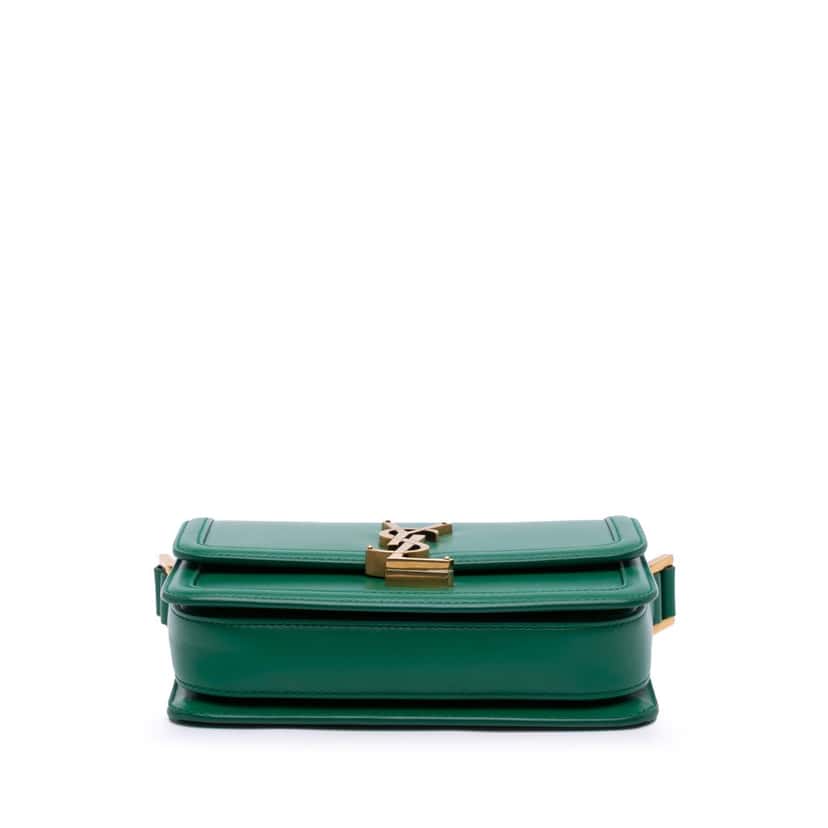 Saint Laurent Small Calfskin Solferino Satchel In Box Green Leather Good condition - Inside View